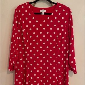 Susan Graver Polka-Dot Liquid Knit V-neck Dress